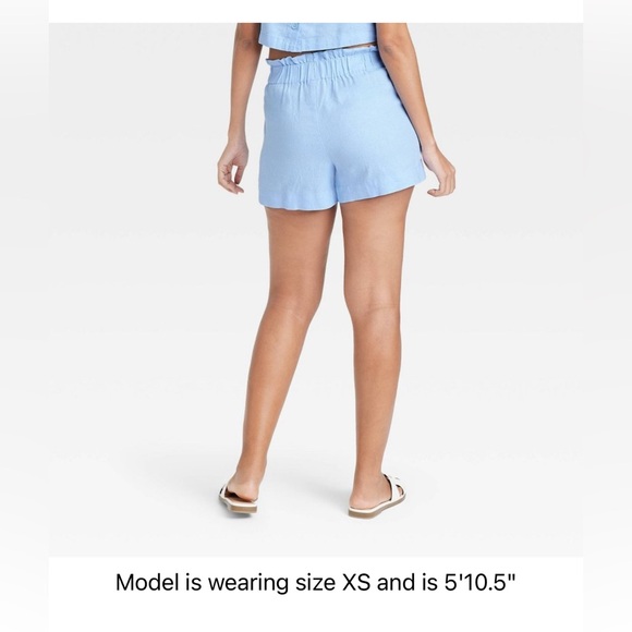 NWOT • A New Day • Women’s High-Rise Linen Pull-on Shorts • Light Blue, Small - Picture 3 of 16